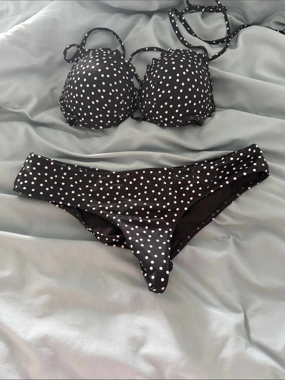Victoria's Secret Black and White Polka Dot Bikini Set